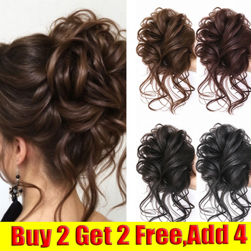 Curly messy hair - hair, bun