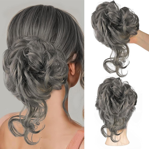 Messy bun hair - piece,, curly