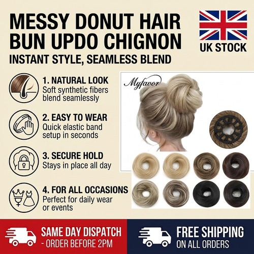 Synthetic messy donut hair bun - messy,