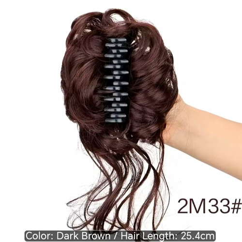Dark brown curly synthetic - dark,