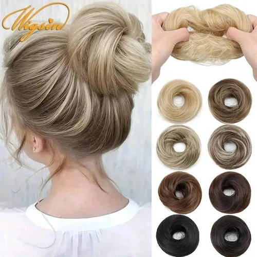 Curly messy hair bun - curly,