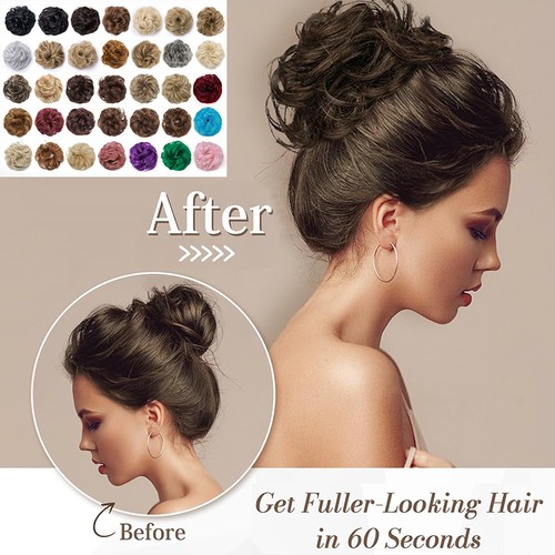 Real natural curly messy bun - real,