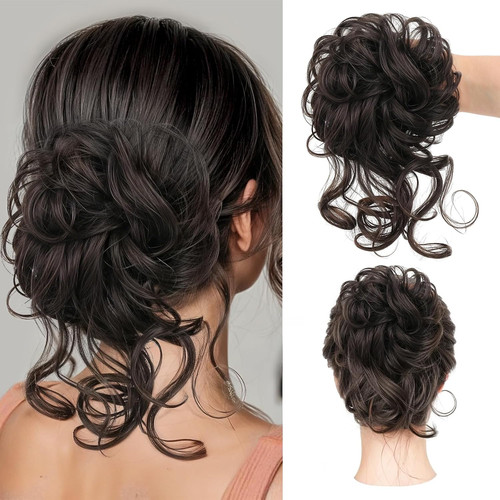 Messy bun hair - piece,, curly
