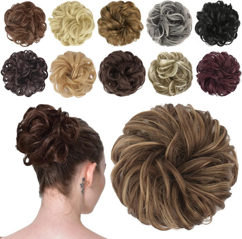 Messy bun hair pieces - pieces, wavy