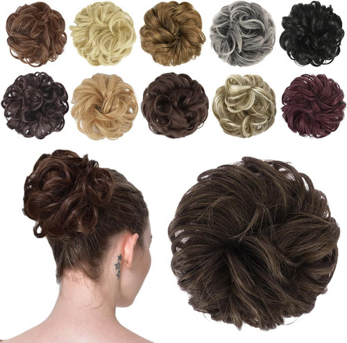 Messy bun hair - messy,