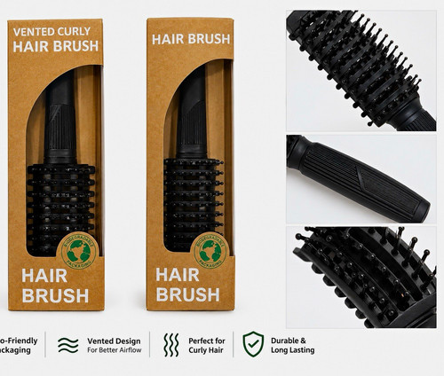 Vented round brush for - brush, curly