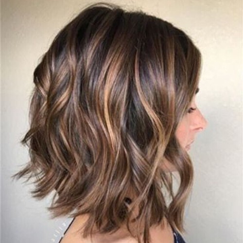 Ombre brown bob short - short, curly