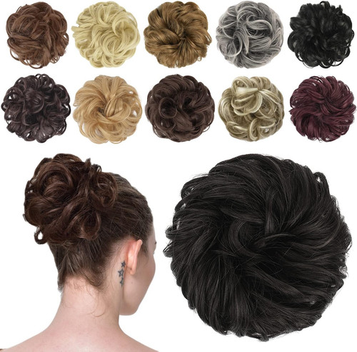 Messy bun hair pieces wavy - bun,