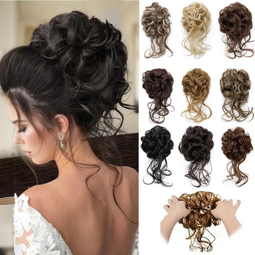 Curly real human messy bun - messy,