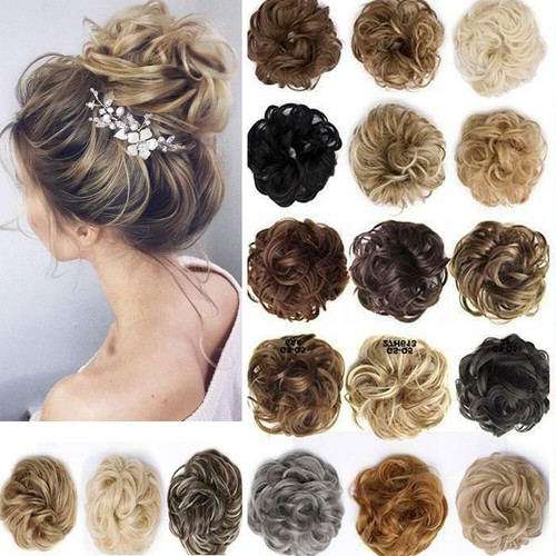 Curly messy hair bun piece - curly,