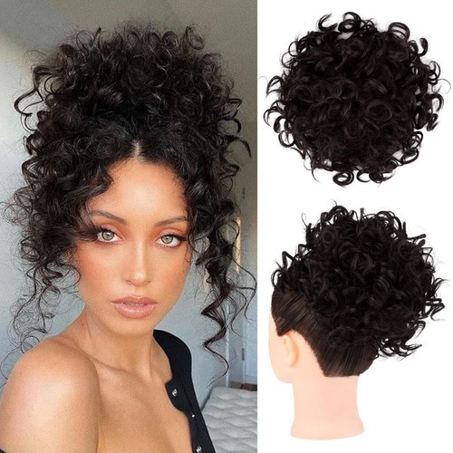 Messy curly hair bun - curly,