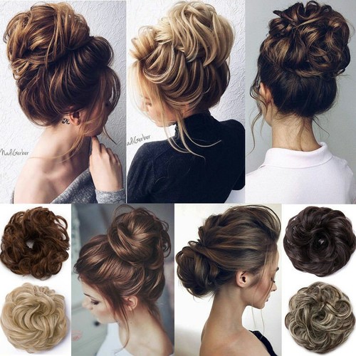 Curly messy bun hair piece - curly,