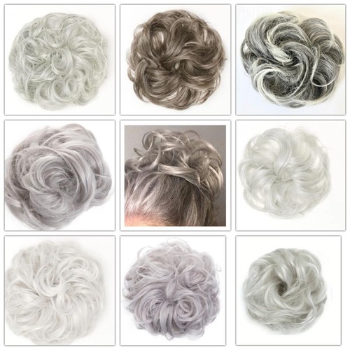 Grey hair scrunchie - grey, bun
