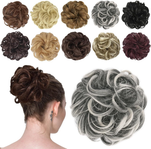 Messy bun hair - pieces, wavy