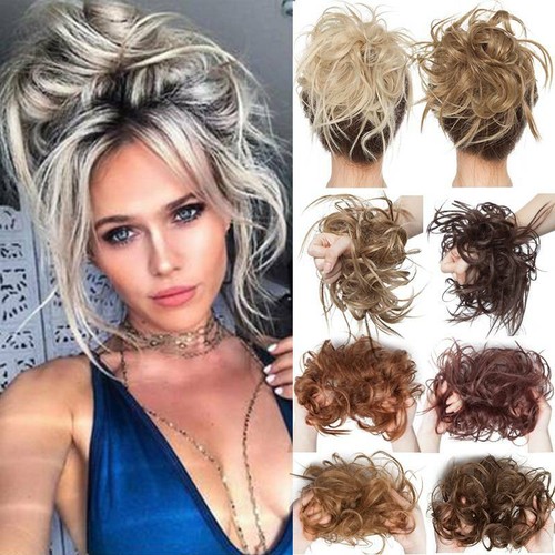 Curly real human messy bun - curly,