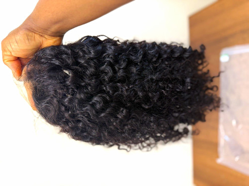 Black curly human hair - black, closure
