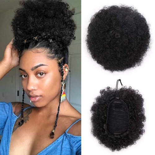 Short curly chignon afro - curly, afro-puff