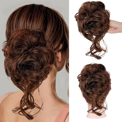 Messy bun hair piece curly - hair, piece,