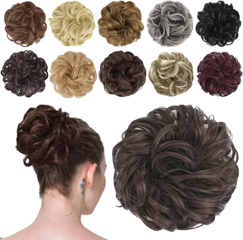 Messy bun hair - messy,