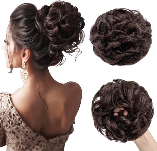 Curly synthetic hair buns - curly, with